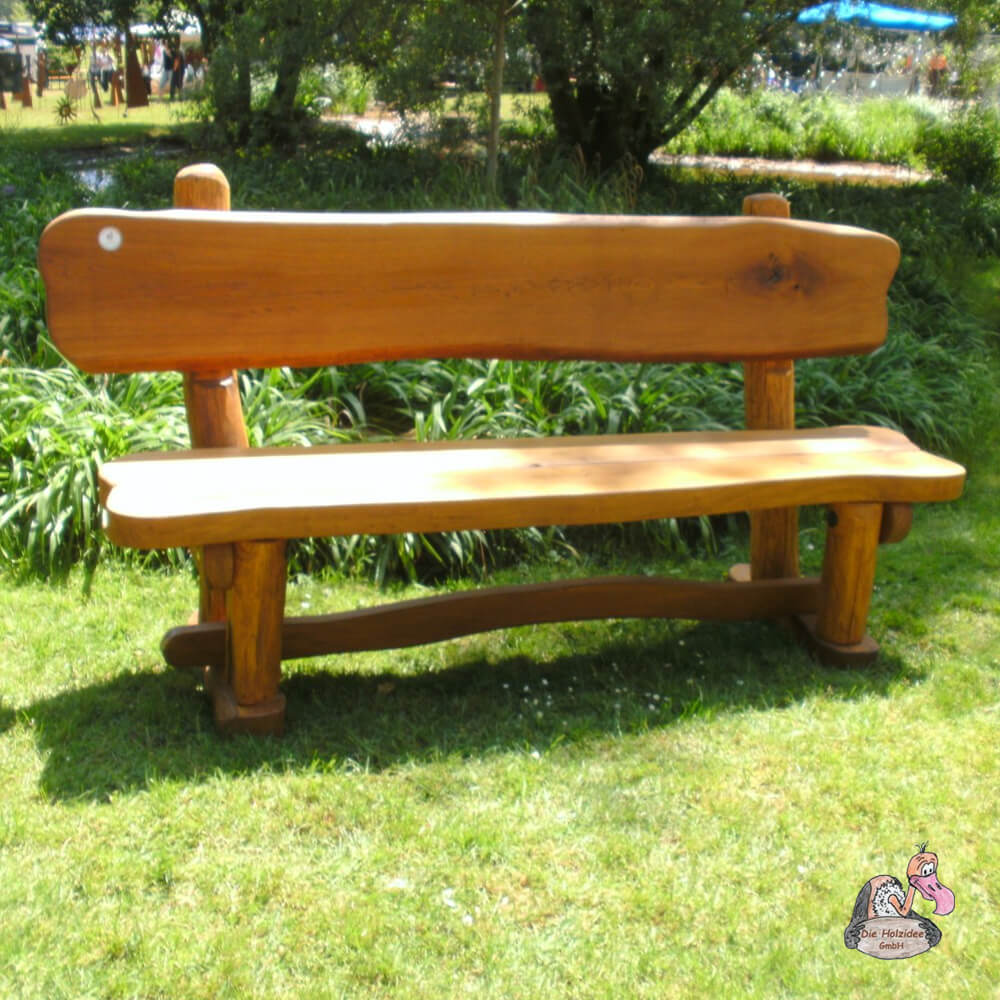 Stabile Sitzbank für den Garten aus Eichen- und Robinienholz - Bank Galahad / Eiche hell
