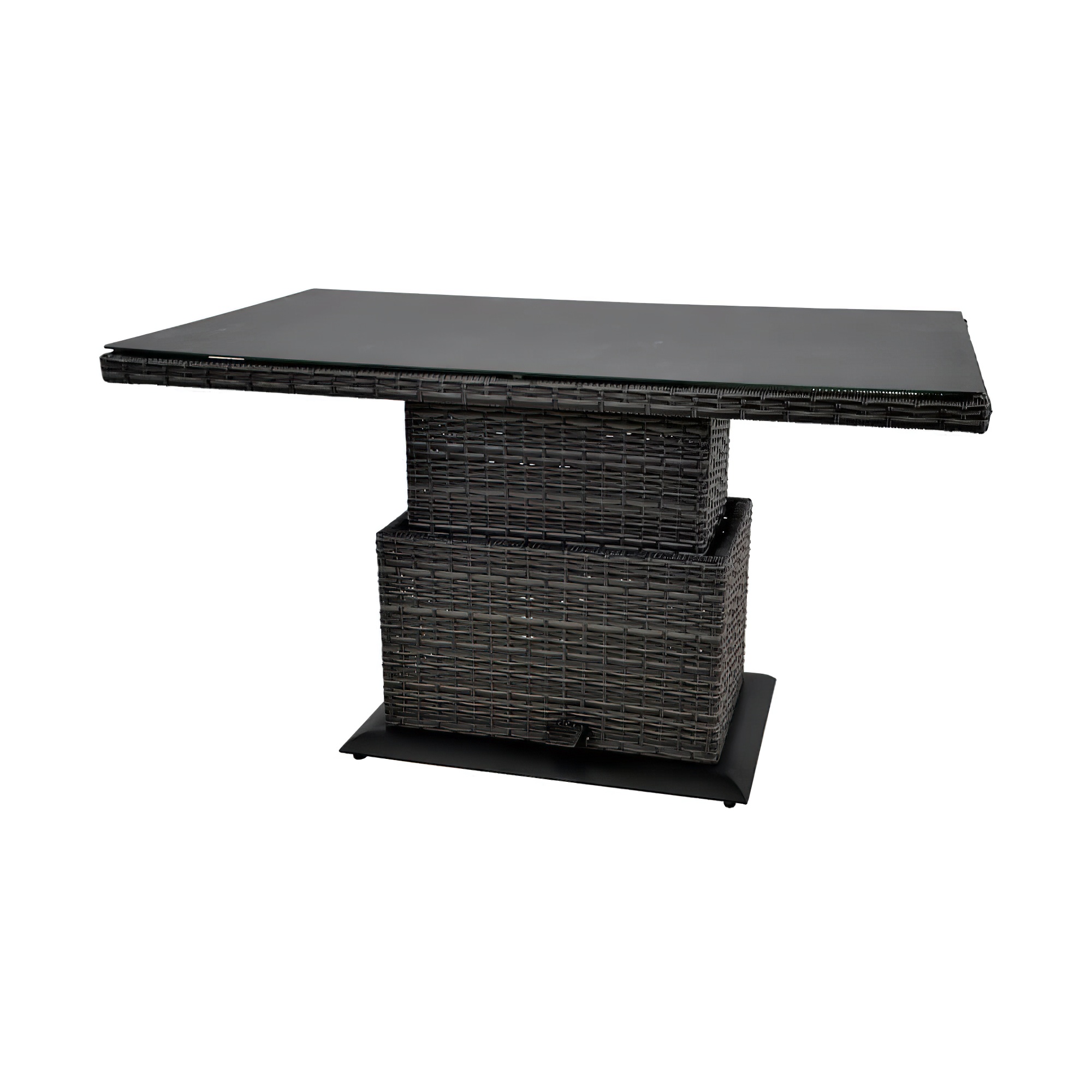Rattan Gartentisch - höhenvariabel - mit Glasplatte - Gartentisch Buri / Anthrazit