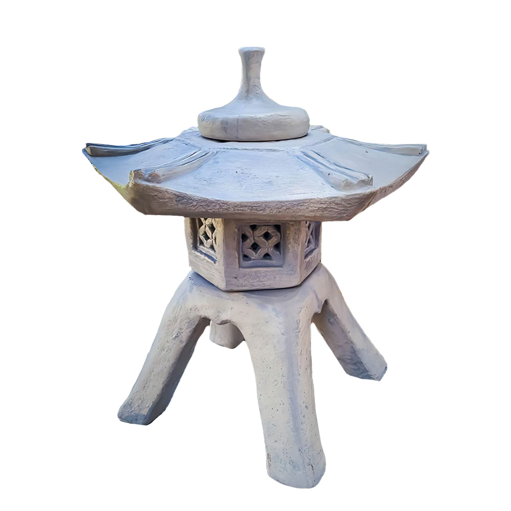 Handbemalte Gartenlaterne aus Steinguss für Japan Flair - Egina / Etna