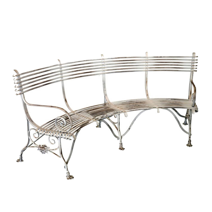 Antike Gartenbank aus Schmiedeeisen gebogen - Josse / grün