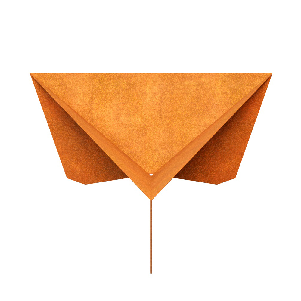 Dreieckige Corten Feuerschale mit Rostpatina