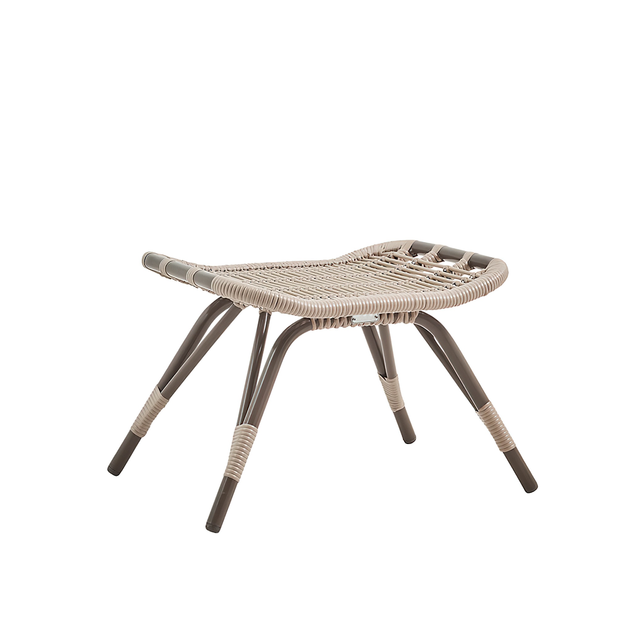 Moccafarbener Fuß Hocker für den Garten - Fußbank Elina / ohne Kissen