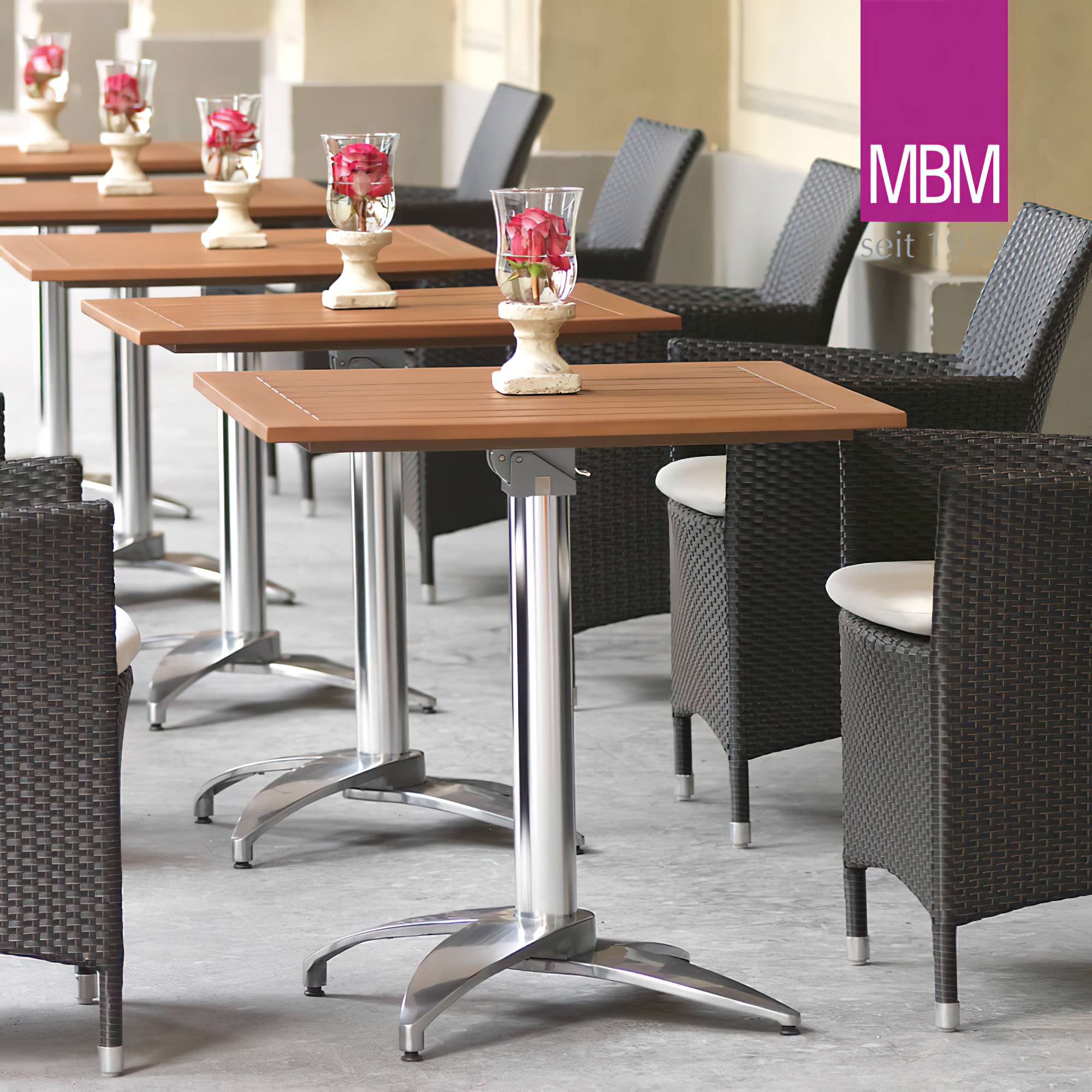 Eckiger Bistrotisch klappbar - MBM - modern - Metall & Resysta - Bistro Tisch