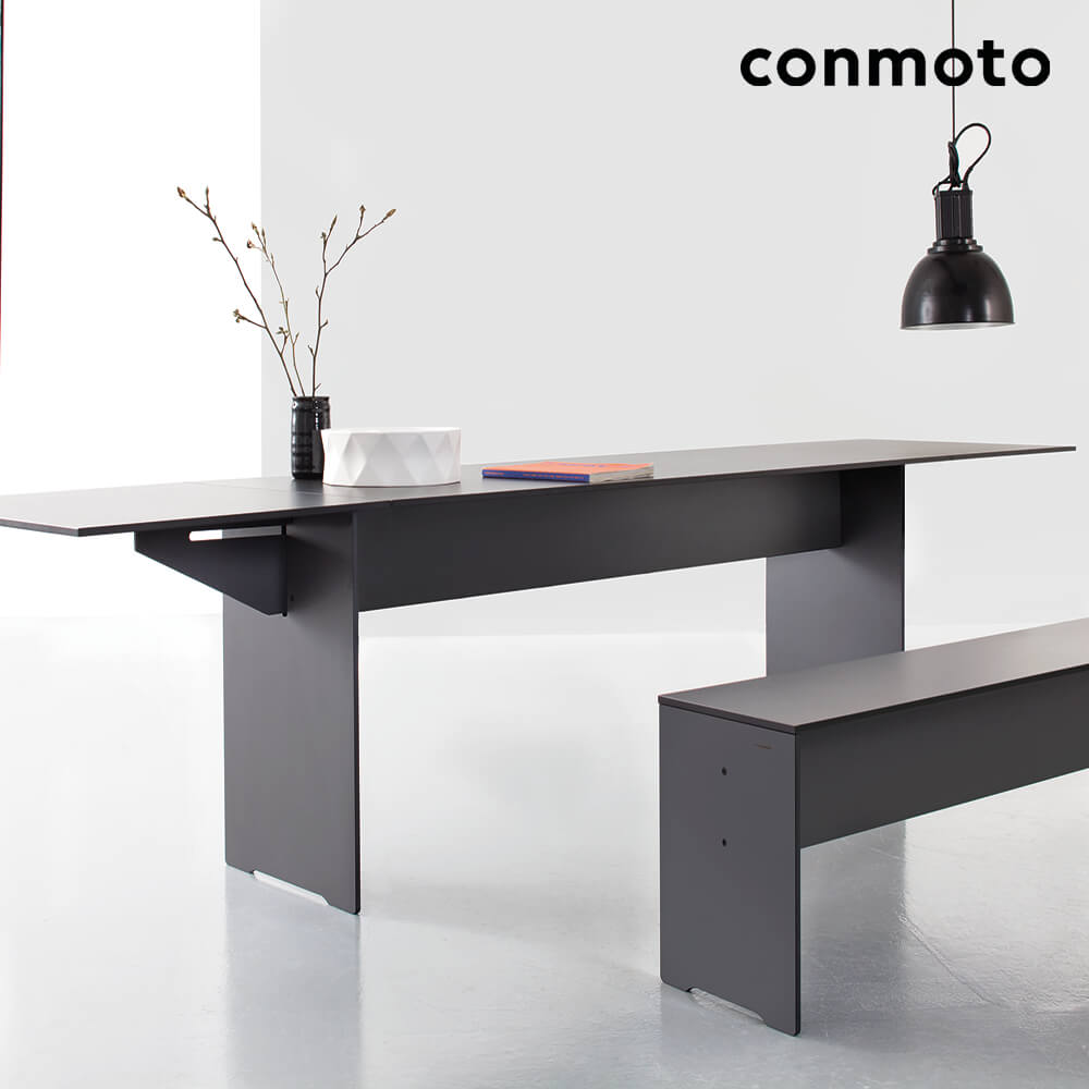 Robuste HPL Sitzgruppe mit Bank - bis 6 Personen - Riva Möbelset / mit 1 Bank / anthrazit, ohne Auflagen