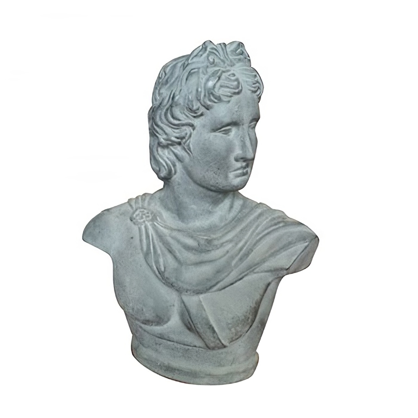 Busto antico grigio come elemento decorativo da giardino