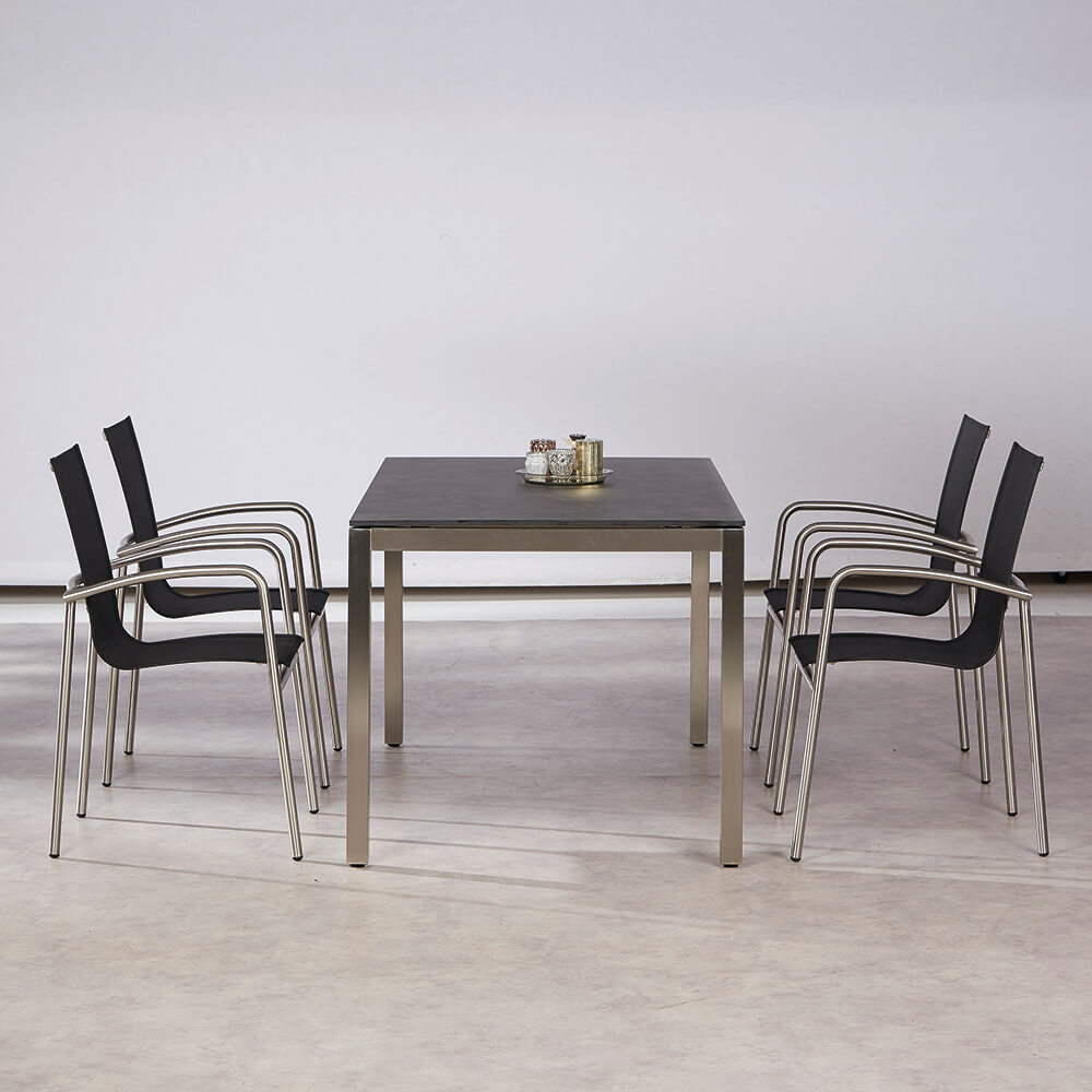 Elegante Edelstahl-Sitzgruppe für 4 Personen - Sitzecke Lucidum / 4-Sitzer