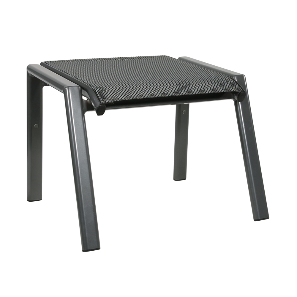Schwarz-graue Fußbank aus Aluminium und Textylen - Hocker Wolano