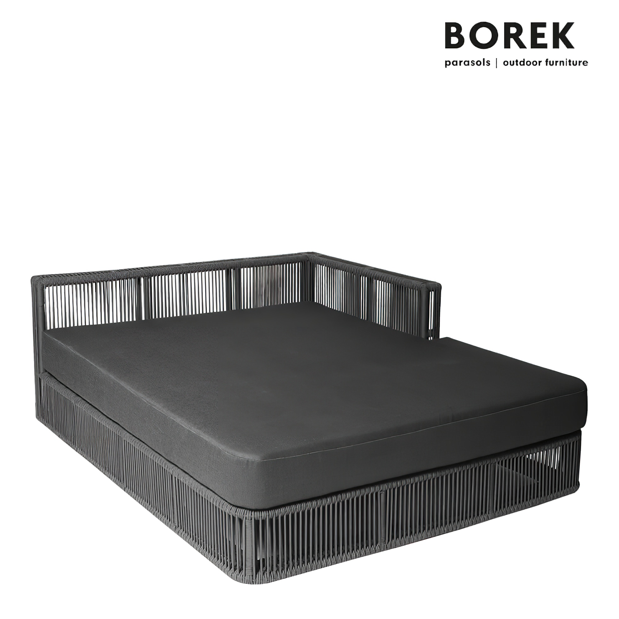 Gartensofa von Borek - Aluminium - mit Kissen Auflage - grau - Lincoln Chaiselongue links
