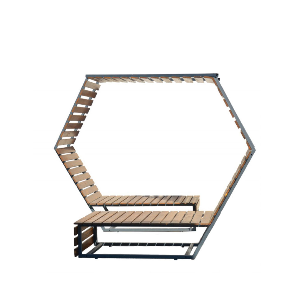 Multifunktionale Garten Bank-Liege aus Holz und Metall - Skarphon