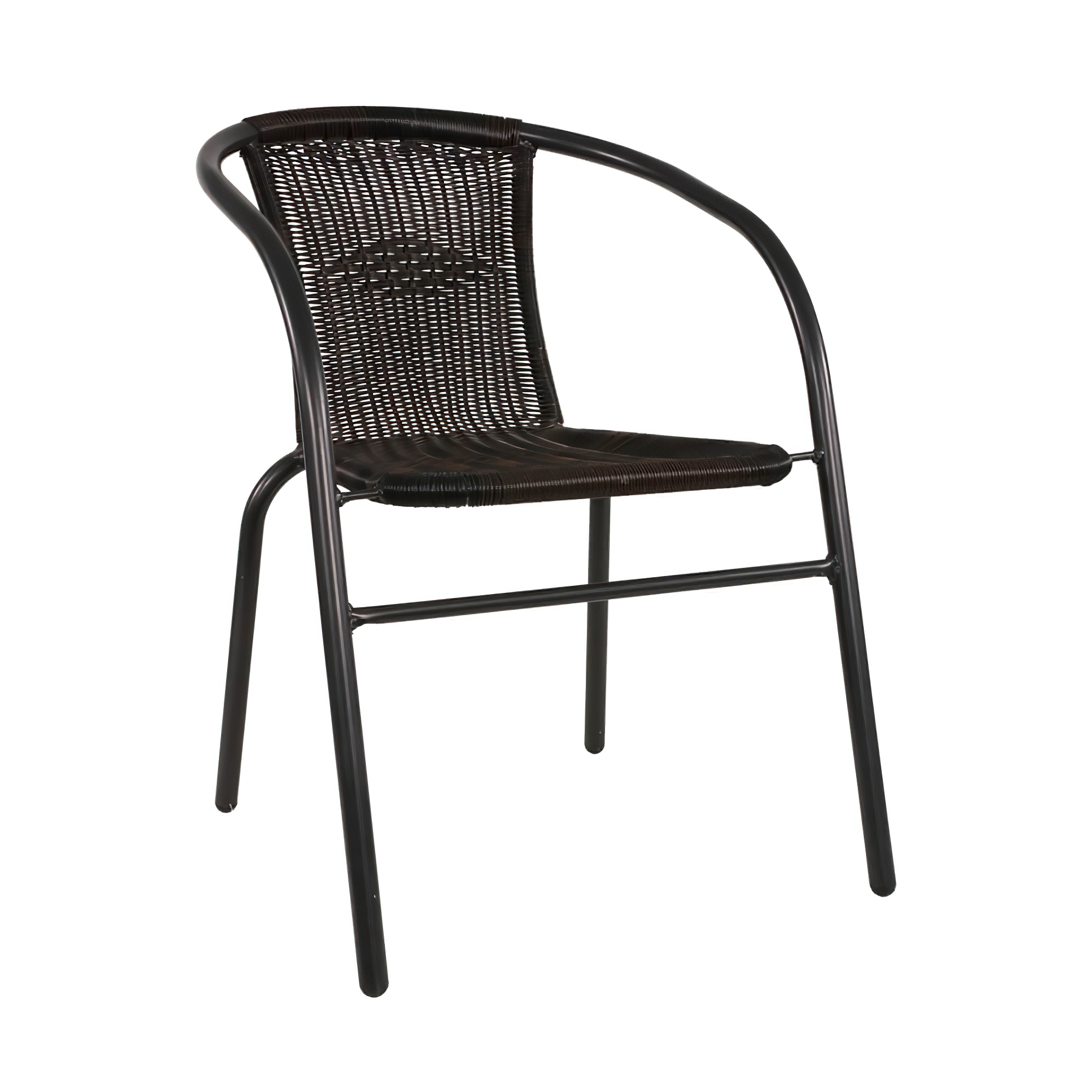 Schwarzer Metallstuhl stapelbar für draußen - Gartenstuhl Nerano
