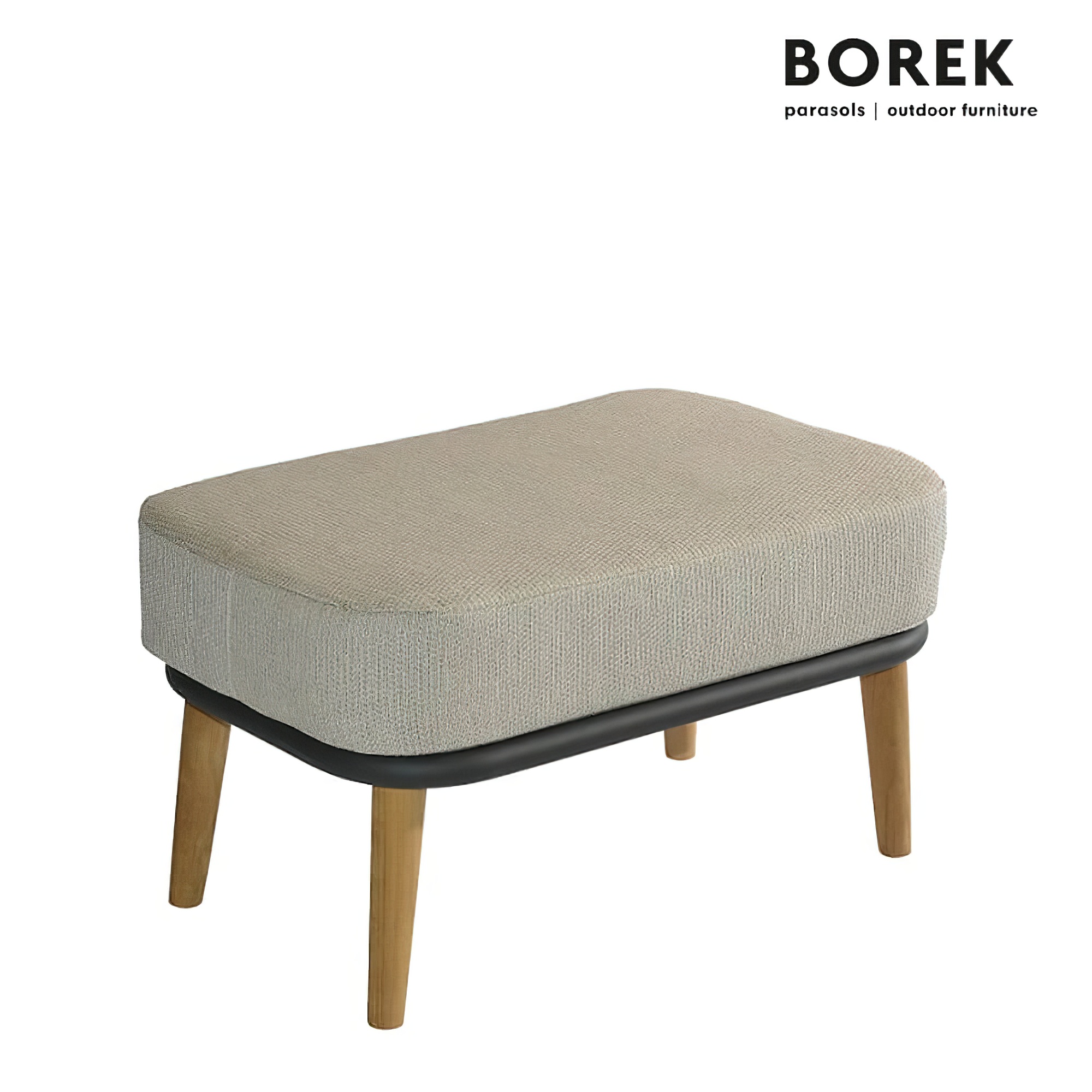 Hocker für den Garten von Borek mit Beinen aus Teakholz und Kissen - Coimbra Hocker / ohne Schutzhülle