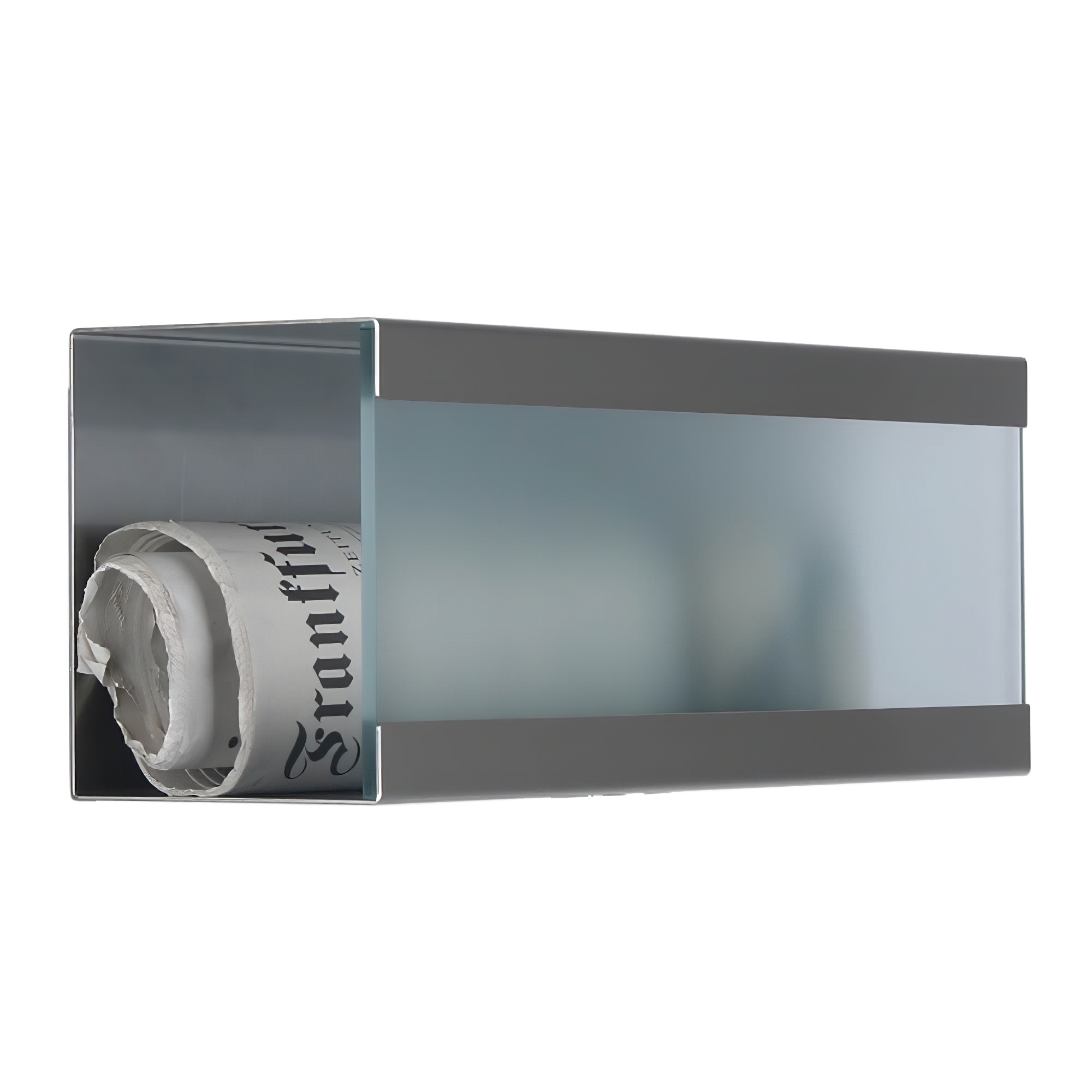 Design Zeitungsbox aus Edelstahl & Glas - Plutos