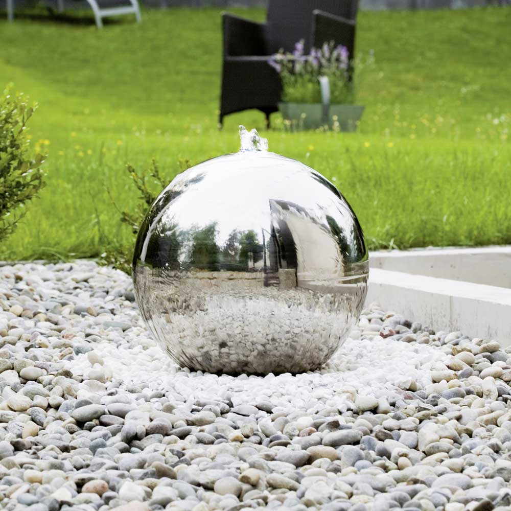 Kugelbrunnen aus Edelstahl mit LED  / 40cm