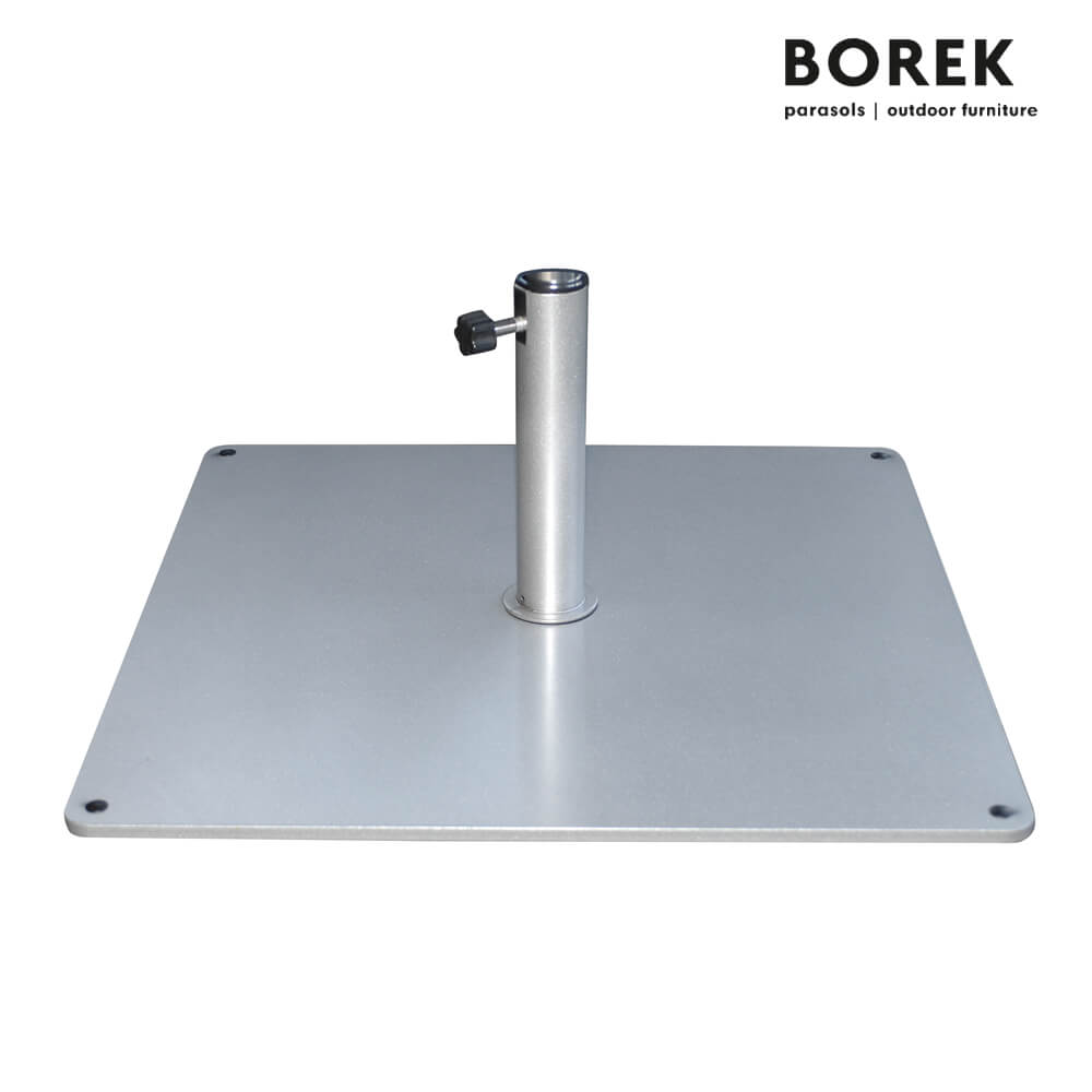 Stahl Platte als Sonnenschirm Ständer von Borek - silber - Stahl Schirmständer  / 30kg; 25-55mm Rohrdurchmesser