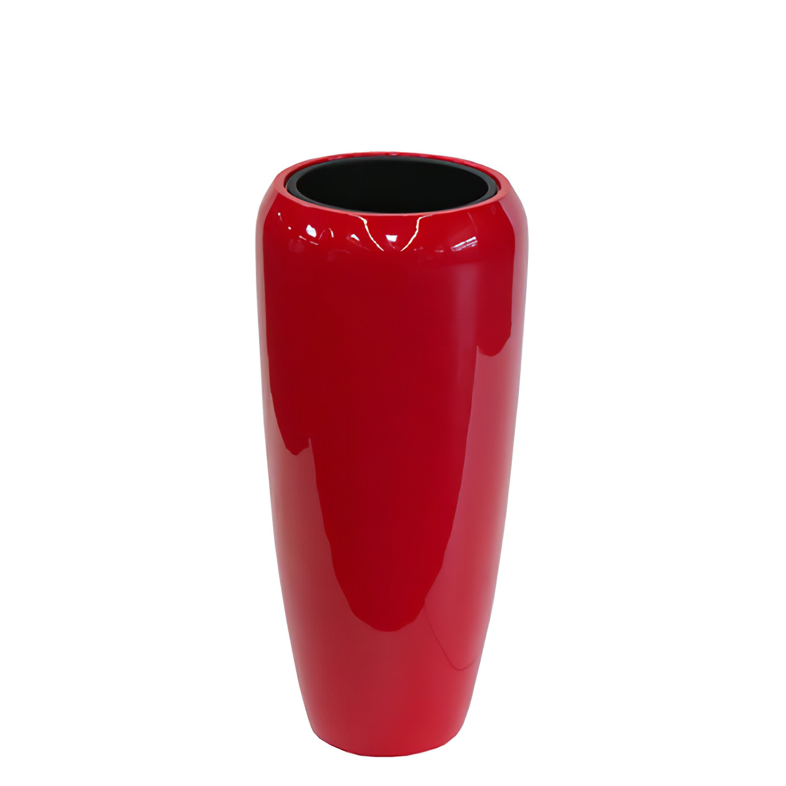Moderne Pflanzvase für draußen - rot glänzend - Polystone - Gineso / 75x34cm (HxDm)