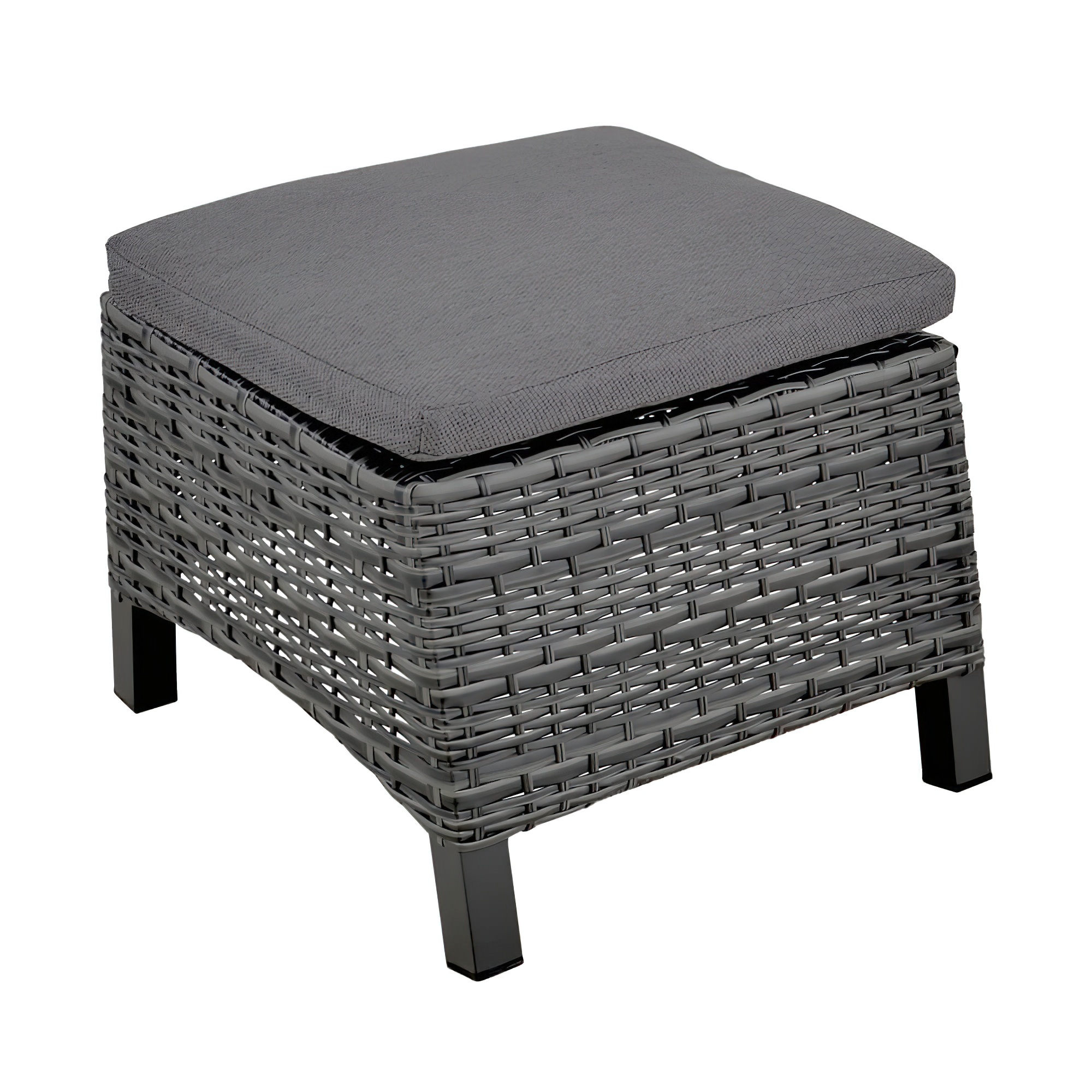 Polyrattan Garten Hocker mit Sitzkissen - Gartenhocker Flero / Anthrazit