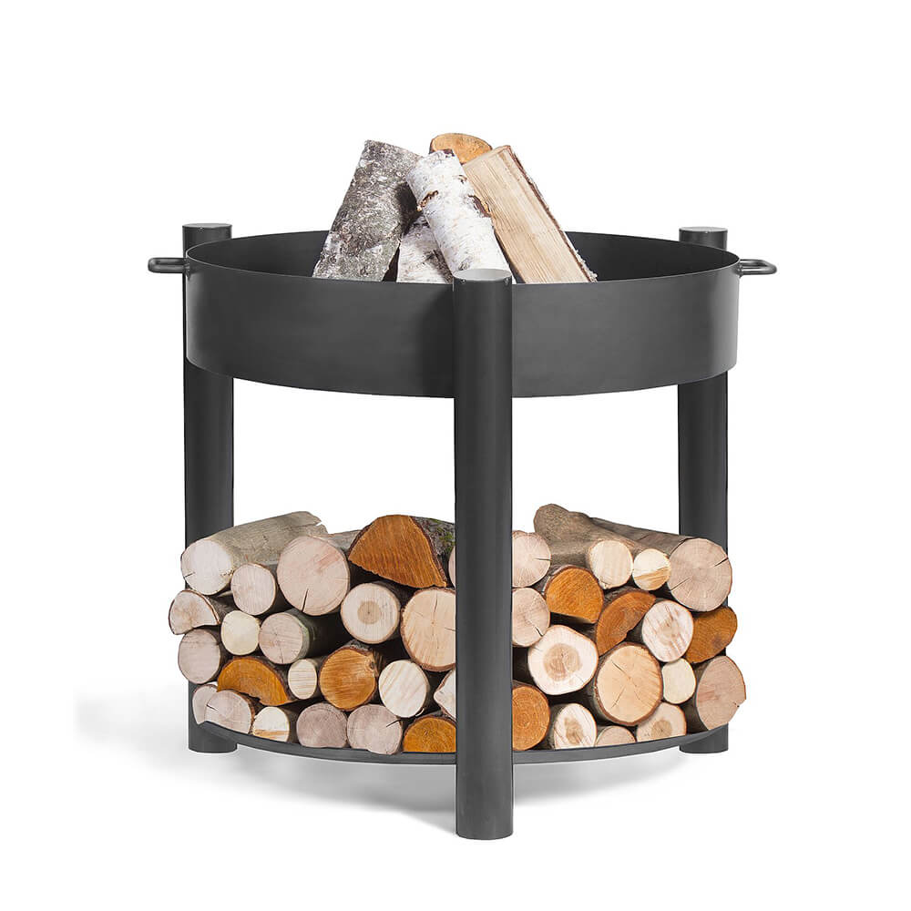 Hohe Feuerschale aus Stahl mit Platz für Holzlager  - Lutro Feuerschale / 60cm / ohne Abdeckung