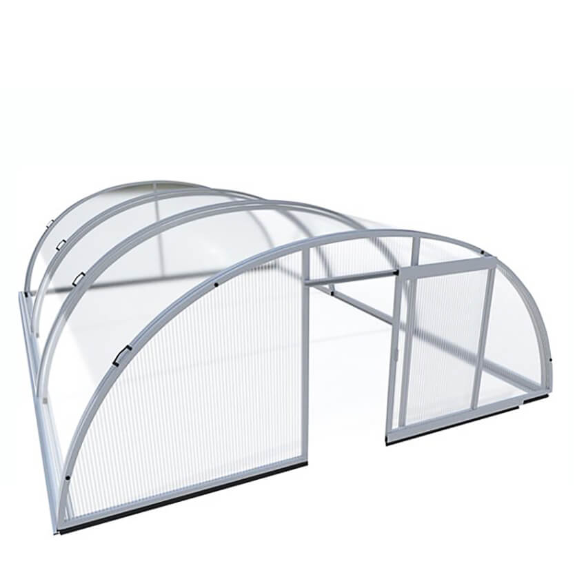 Große vormontierte Poolabdeckung - 178cm hoch - abschließbar - silber - aus Aluminium & Polycarbonat - Azurit