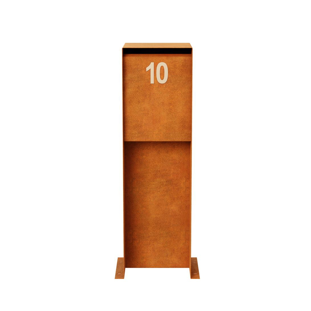 Robuster Corten Briefkasten Wetterfester Premium-Standbriefkasten