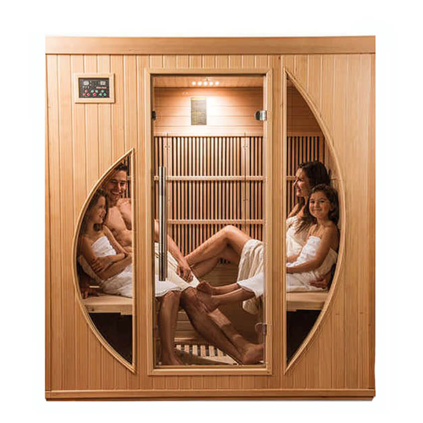 Indoor Infrarotkabine mit Fensterfront - max. 60°C - 3 Personen - Fichtenholz - Llaima