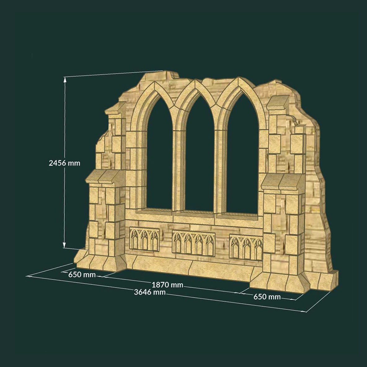 XXL Garten Ruinenmauer mit Naturstein & Fensterbögen - Aldershot Ruin