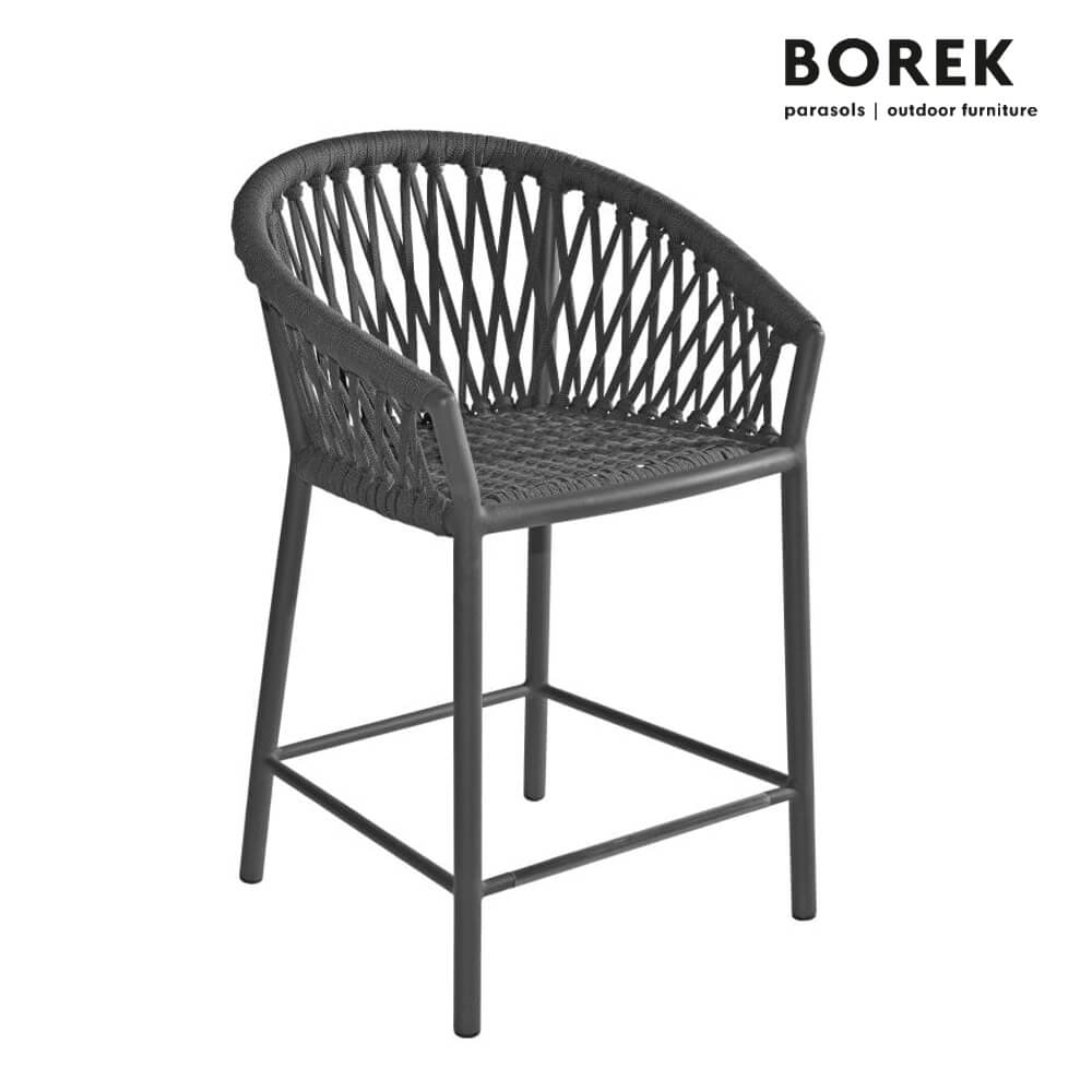 Dunkelgrauer Barstuhl aus Aluminium für den Garten von Borek - Majinto Barstuhl / ohne Schutzhülle