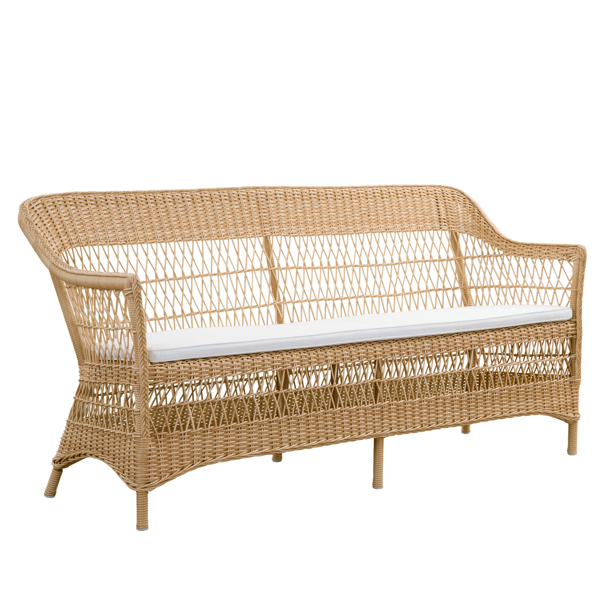 Geflochtenes Garten Loungesofa für drei Personen aus Aluminium und wetterfestem Rattan - 3-Sitzer Hedda / ohne Sitzkissen