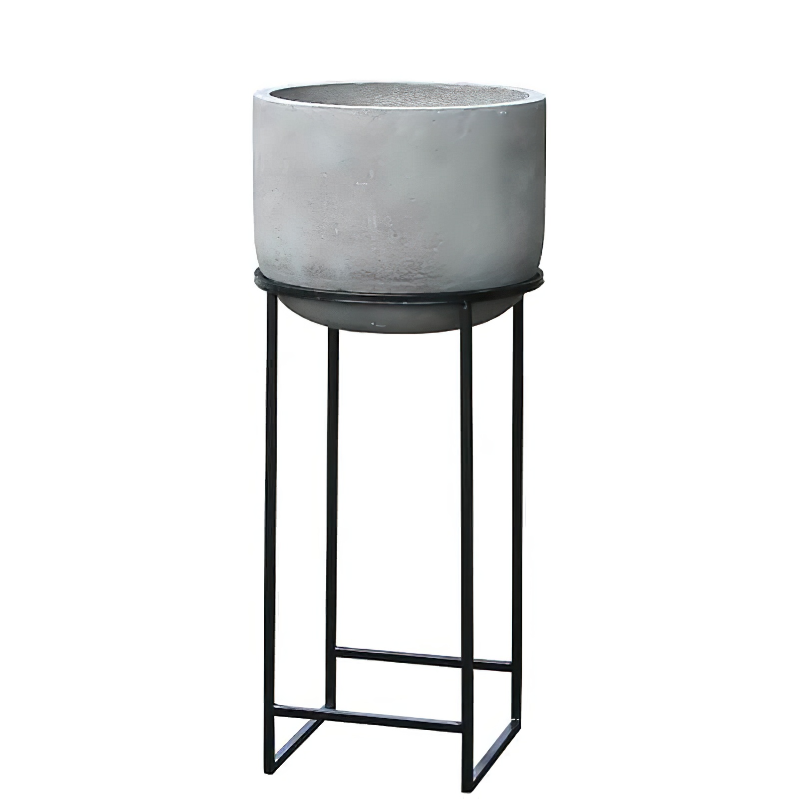 Runder Beton Pflanztopf mit Metallfuß - modern - Amaria / 95x40cm