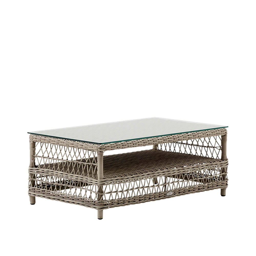 Eckiger Kaffeetisch für die Gartenlounge in Antikgrau - Kaffeetisch Marit / ohne Glasplatte