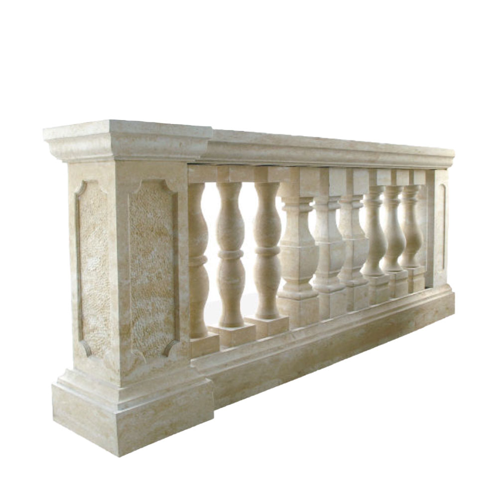 Terrassen Geländer mit verschiedenen Balustern für den Garten aus Steinguss - Palama / Portland weiß