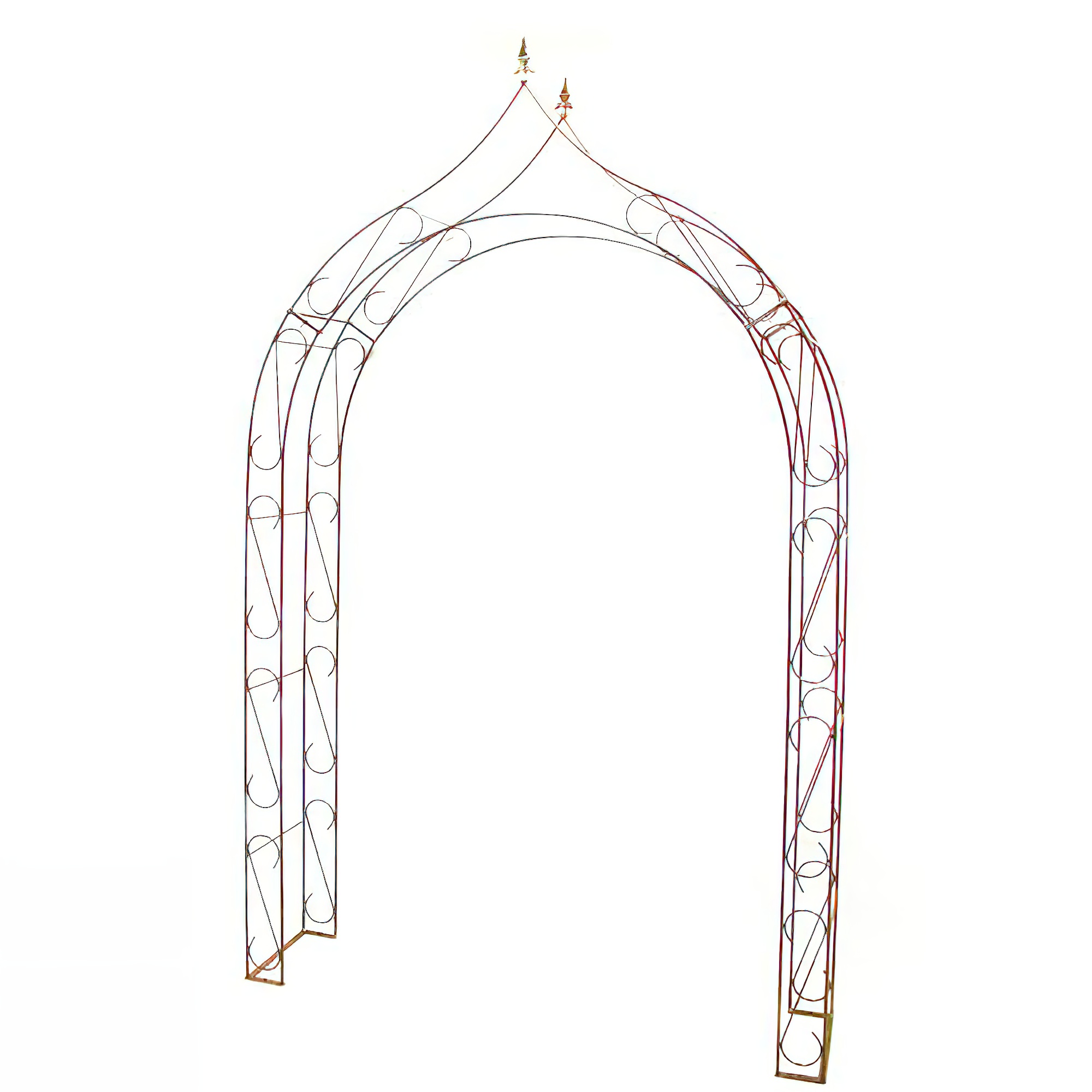 Großer Metall Rosenbogen mit S-Dekor - Rost - Impedio Rosa