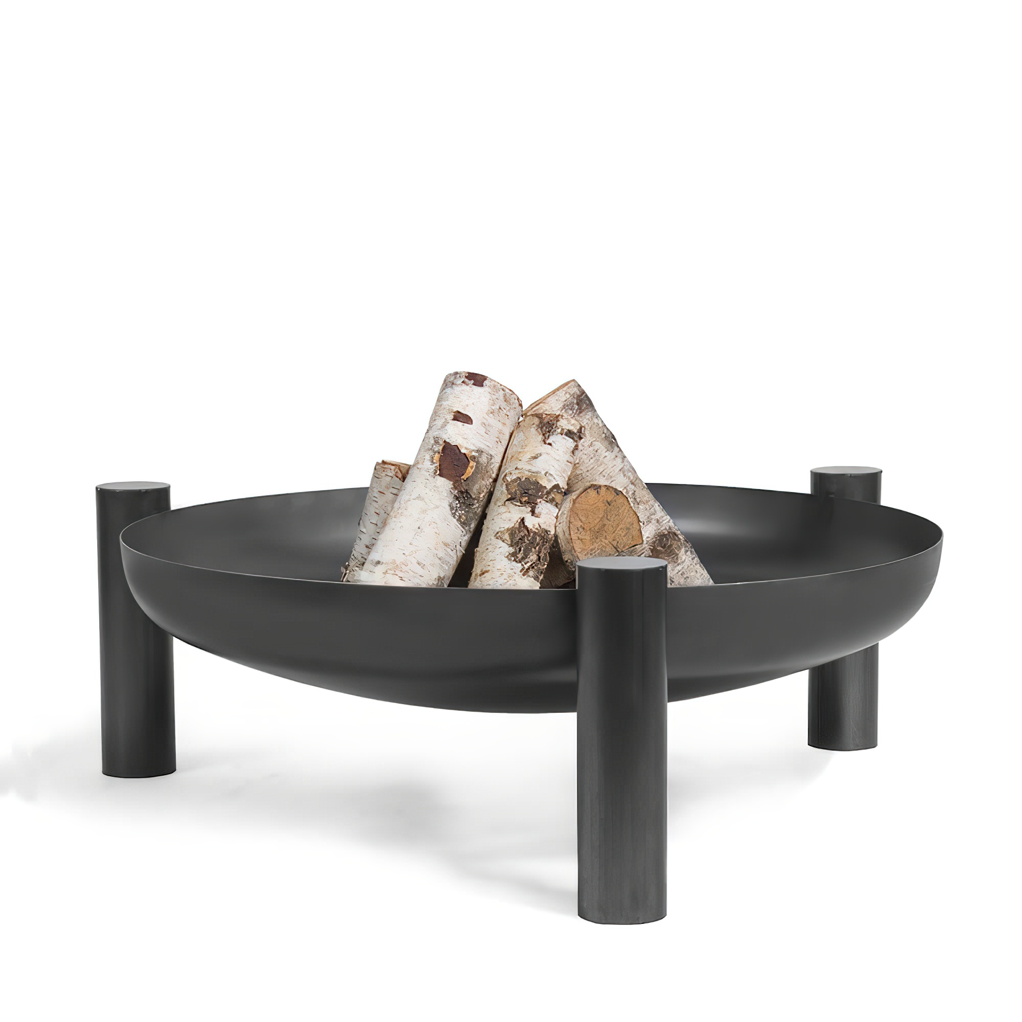 Stahl Feuerschale mit zylinderförmigen Beinen - für Garten und Terrasse - Ogan Feuerschale / 60cm