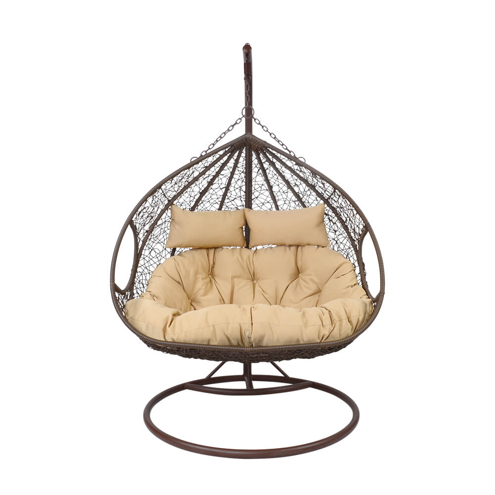 2-Sitzer Schwingsessel mit Auflagen - Schwingsessel XXL / Braun