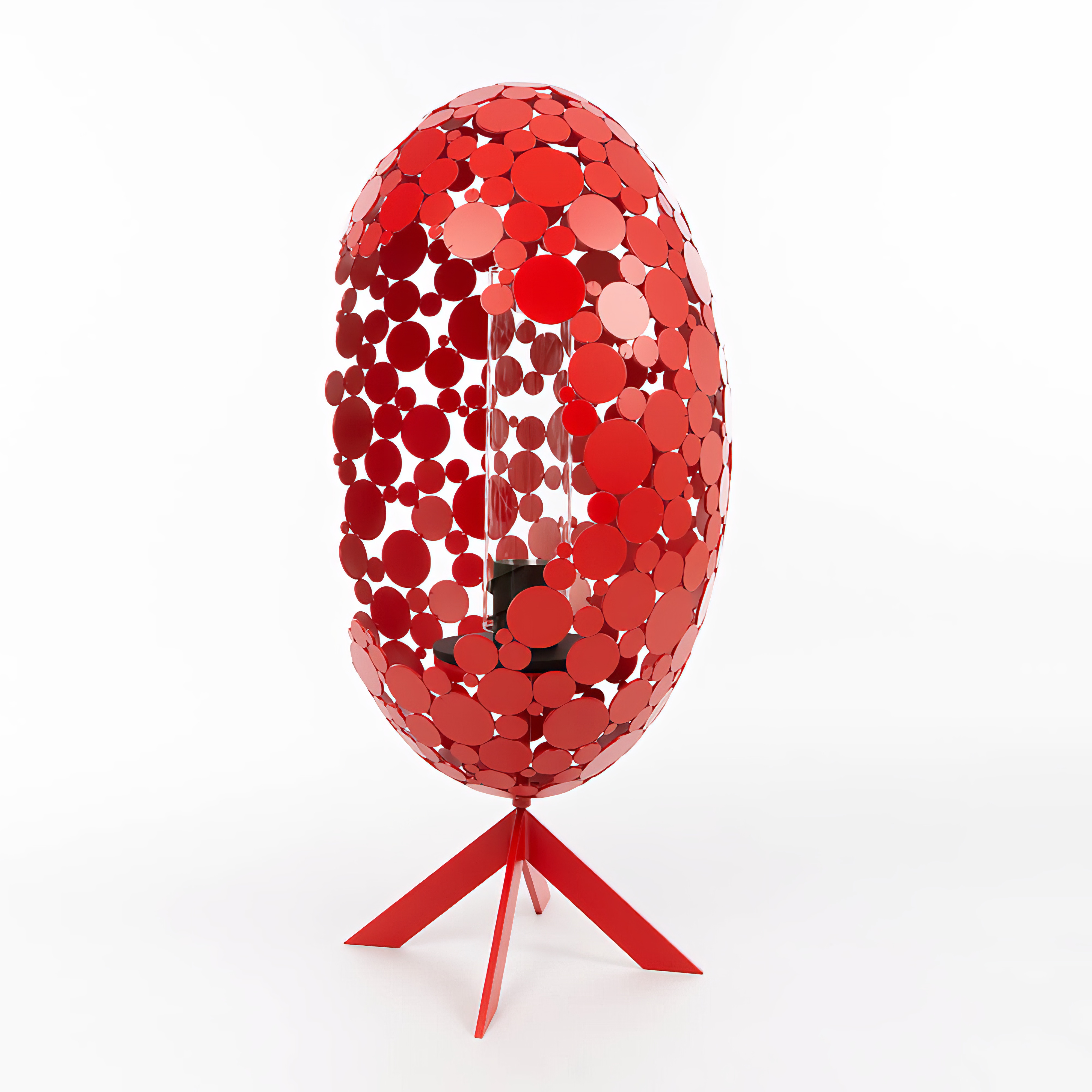 Lampada decorativa da giardino moderna rossa composta da piastre metalliche circolari su supporto