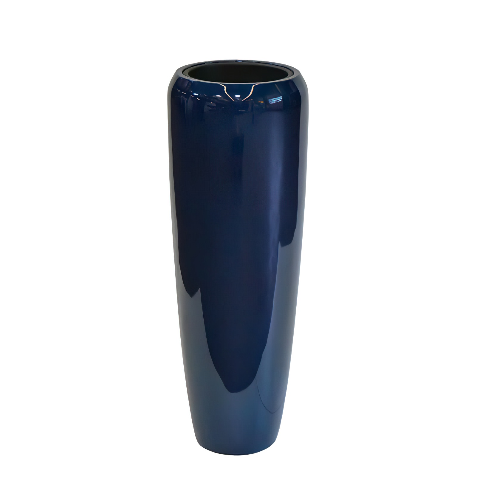 Moderne Pflanzvase für draußen - blau glänzend - Polystone - Montecasaro / 97x34cm (HxDm)