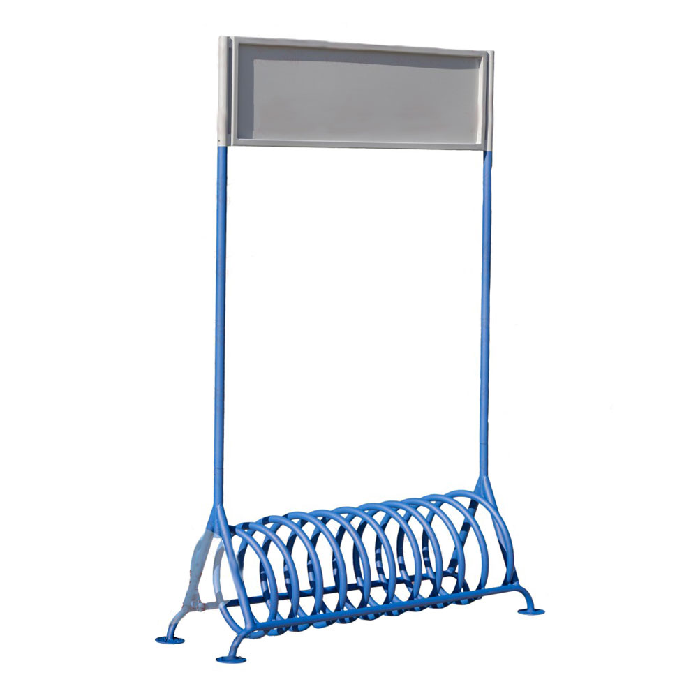 Robuster Bike-Parker aus Metall mit Werbetafel - Gudlaugur / Blau