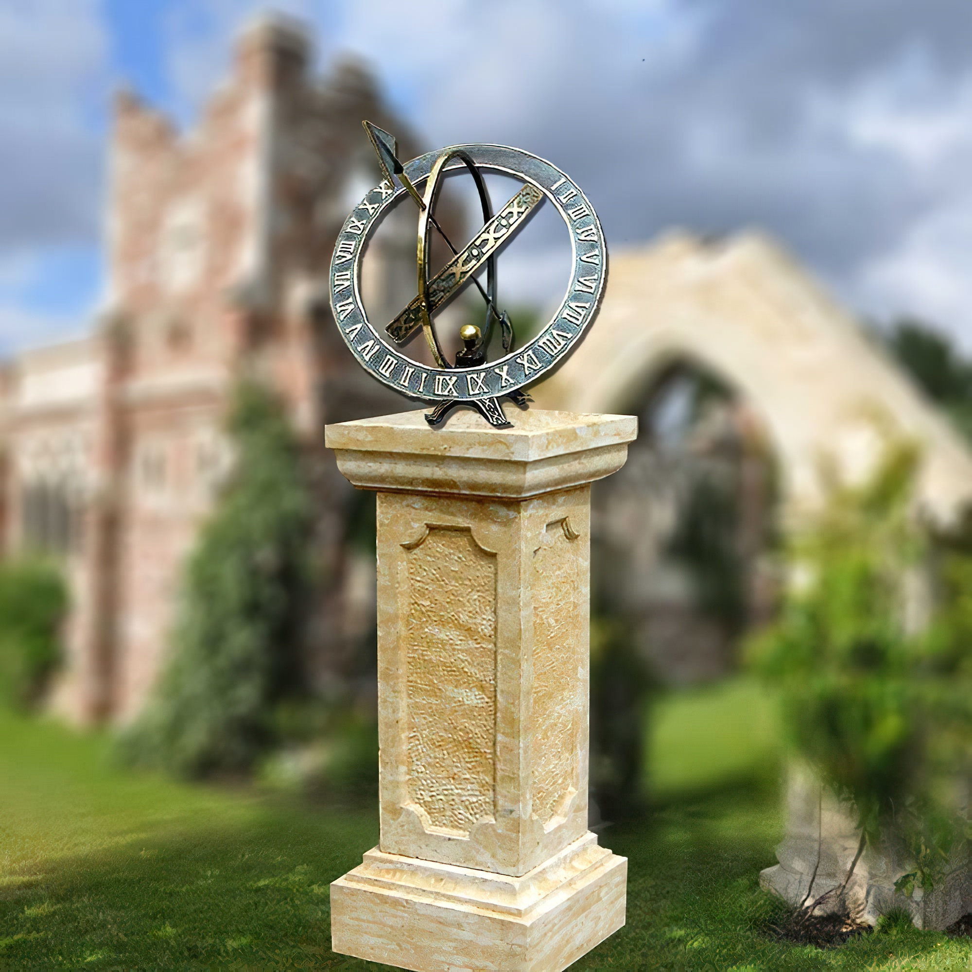 Globus Sonnenuhr mit Steinguss Sockel - Kaleidos