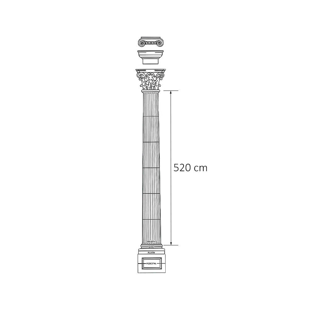 Schéma d'une colonne antique de 520 cm pour la décoration de jardin
