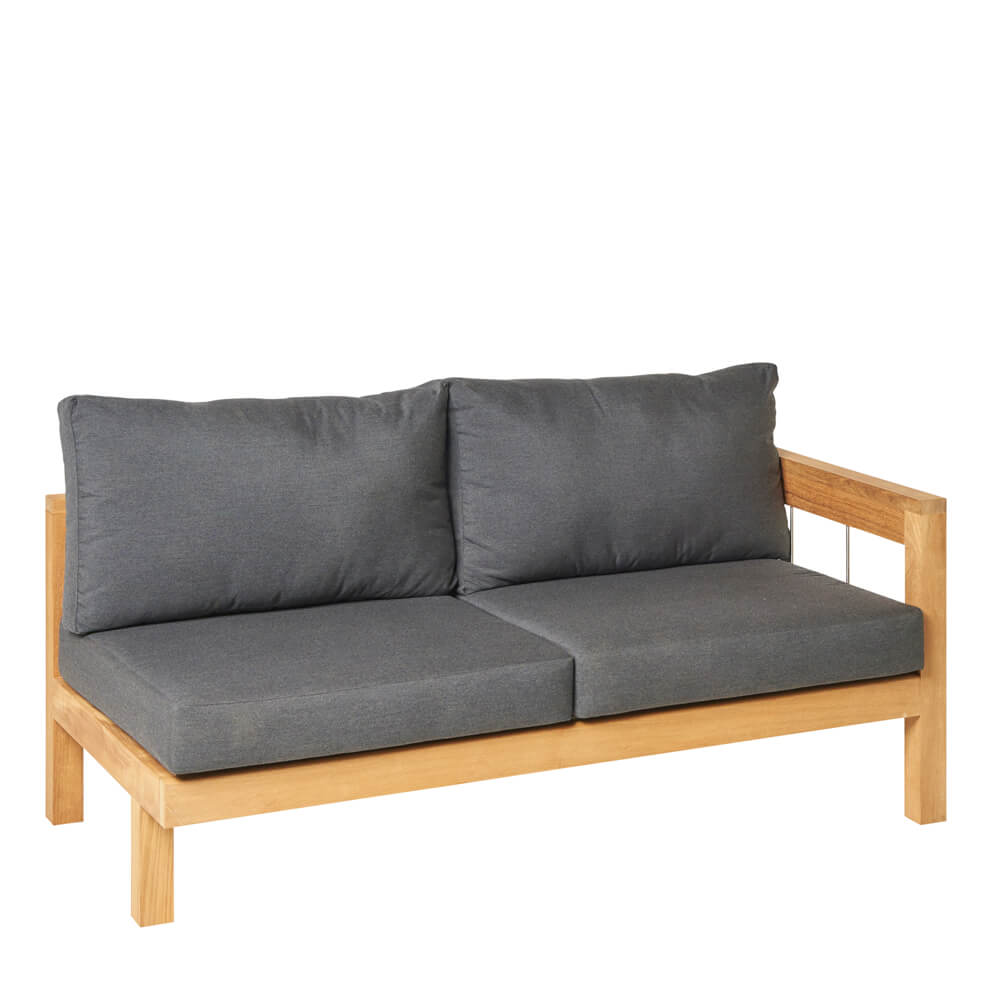 Vielseitige Garten-Lounge-Bank aus Teakholz - Lucy Lounge-Bank / Armlehne links / Weiß