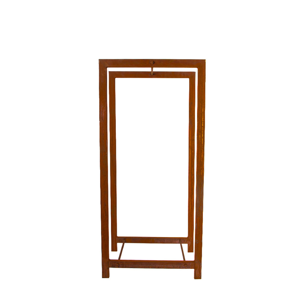 Hohes Outdoor Metall Regal für Feuerholz im Rost Design - Porta Legna