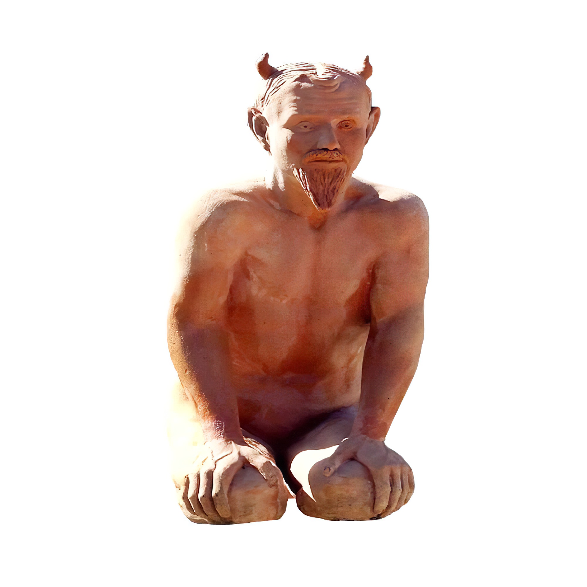 Sitzender Terrakotta Mann mit Hörnern - Diomiro