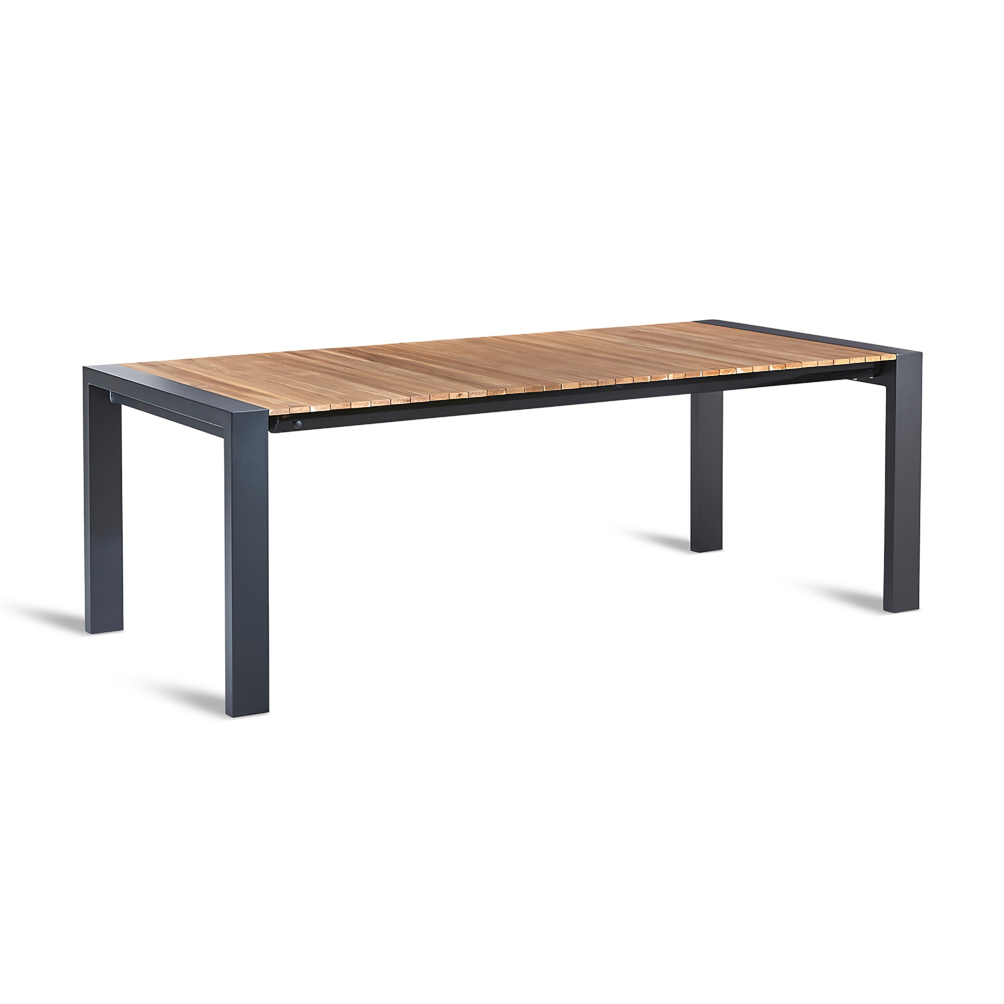 Ausziehtisch aus Alu mit Teakholzplatte 213/269cm individuell verlängerbar - Laungaro
