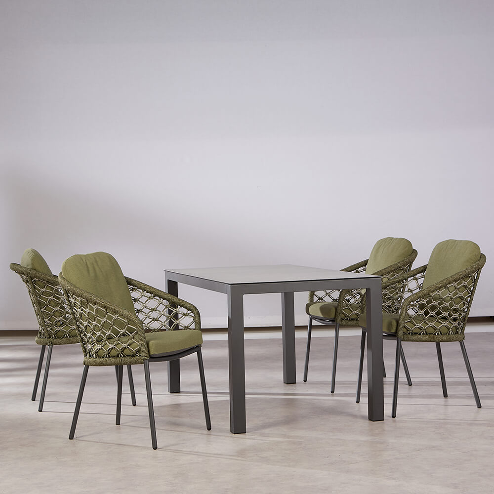 Sitzgruppe für 4 Personen mit Alu und Keramik - Sitzgruppe Amaros