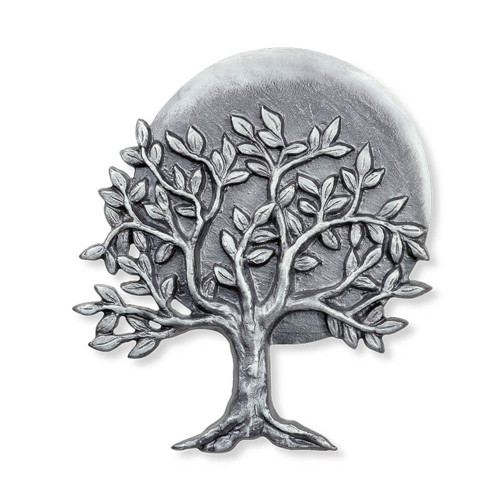 Décoration murale en métal représentant un arbre argenté pour le jardin