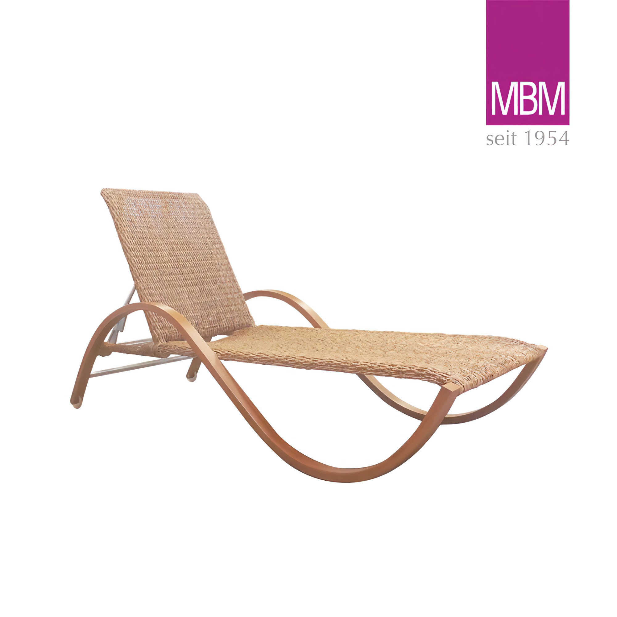 Liegestuhl mit ergonomischem Design aus Holz und Rattan für den Garten
