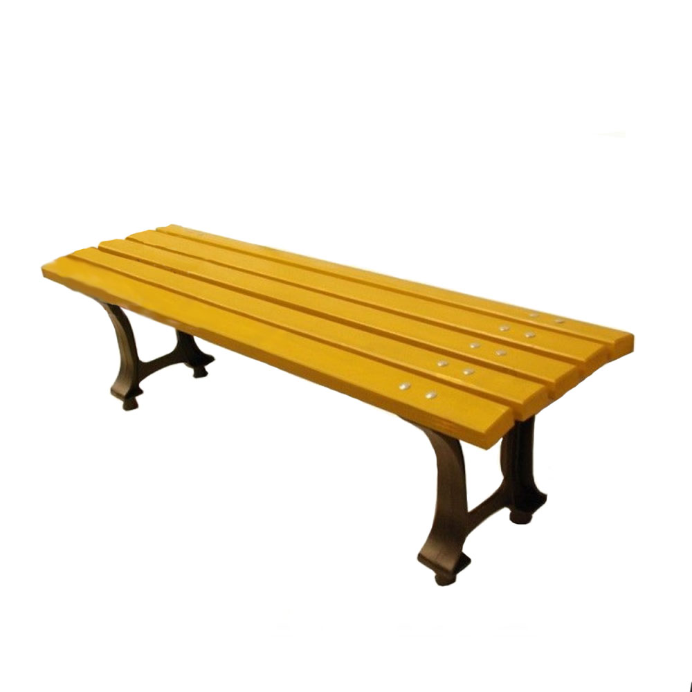 Schlichte Sitzbank aus Holz und Metall ohne Rückenlehne - Flemming