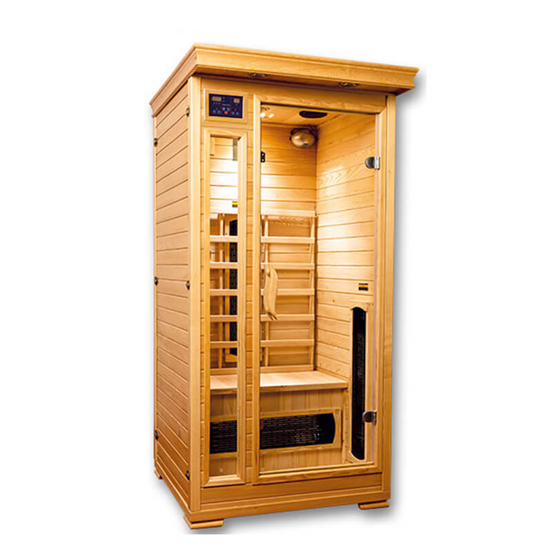 Indoor Infrarotkabine aus Fichtenholz - für 1 Person - eckig - bis zu 60°C - Masaya / ohne Rückenlehne