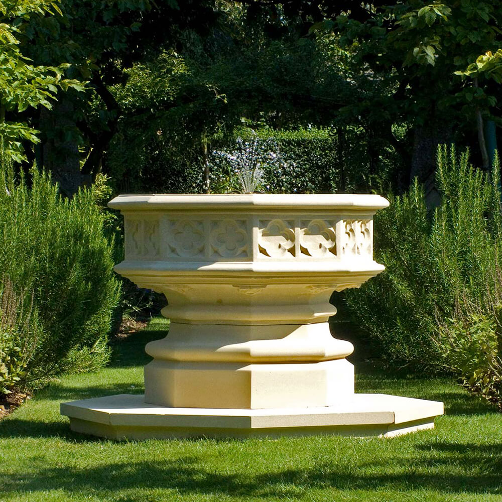 Runder Garten Springbrunnen aus Stein - Carnap Park / ohne Basis / Sand