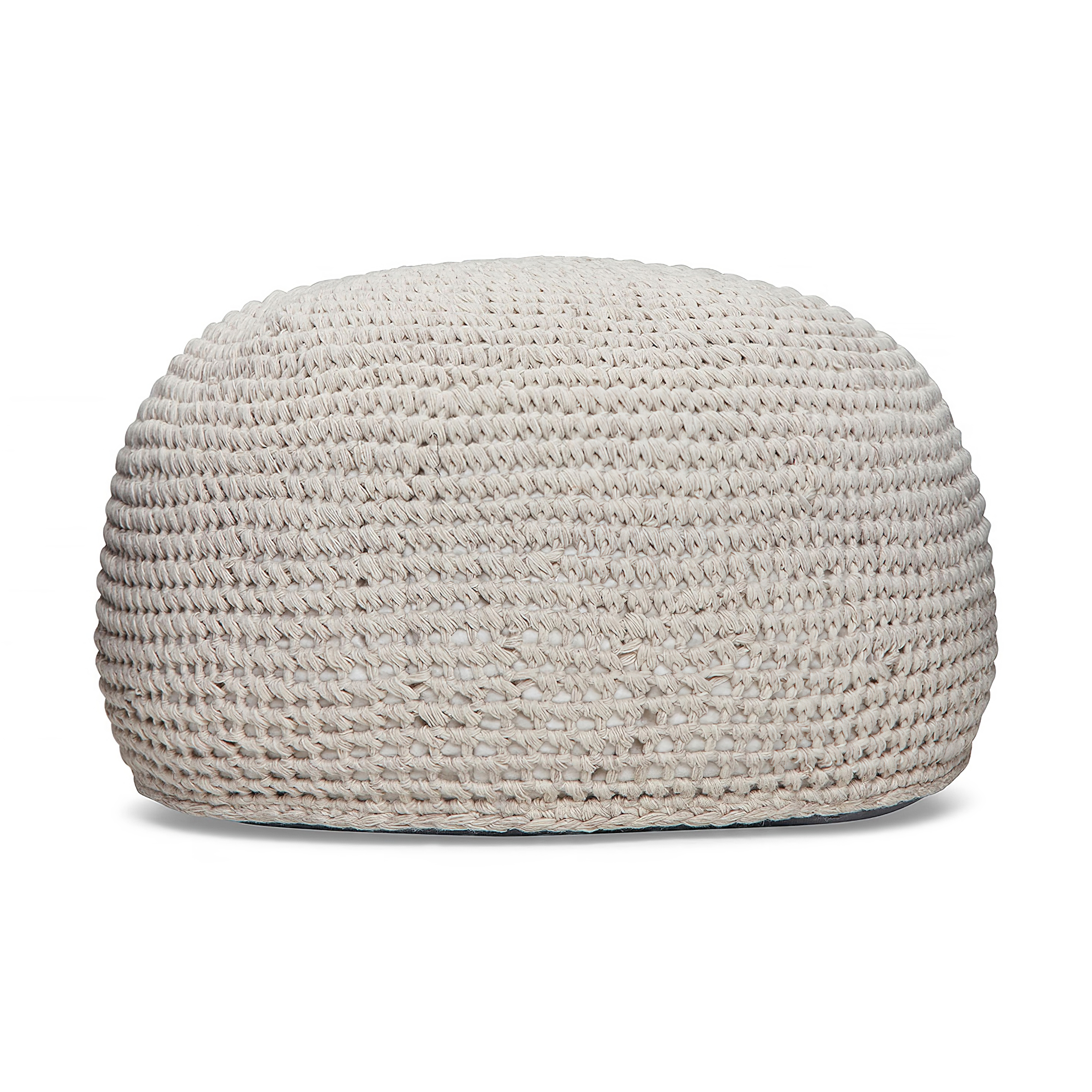 Runder Outdoor Pouf aus recyceltem PET  - wetterfest - Poff / Beige