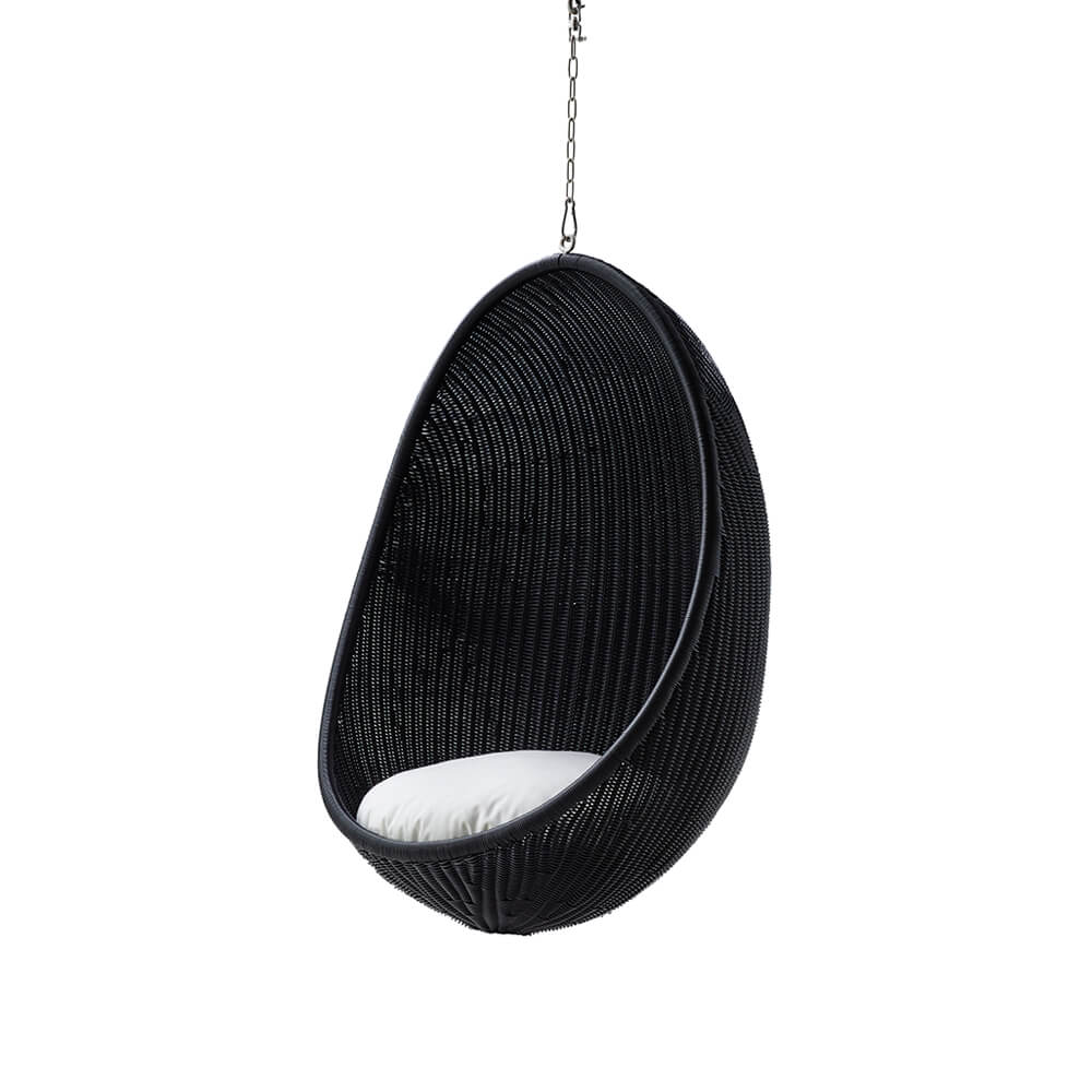 Eleganter Outdoor Hängesessel in schwarz mit Rattanoptik - Hängesessel Ragna / ohne Sitzkissen